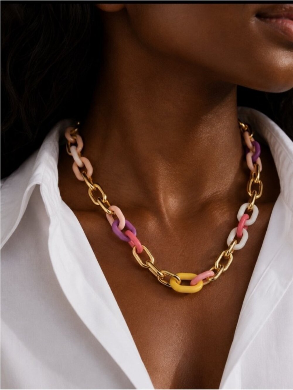 New! 18K Gold Plated Colorful Link Chain Dopamine Necklace NWOT 2017